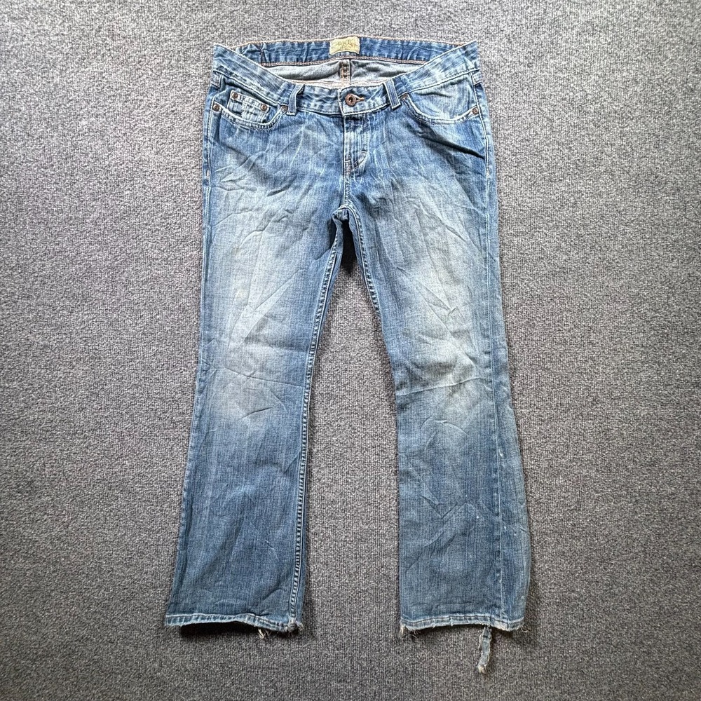 BKE Starlite Bootcut Jeans Womens 30x29.5 Blue Medium Wash Frayed Hem Low Rise